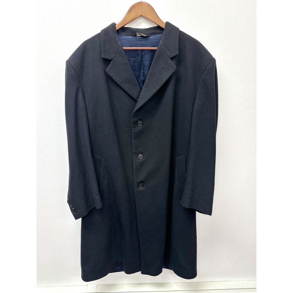 Vintage‎ Jos. A. Bank Single Breasted Cashmere Overcoat Black 44S